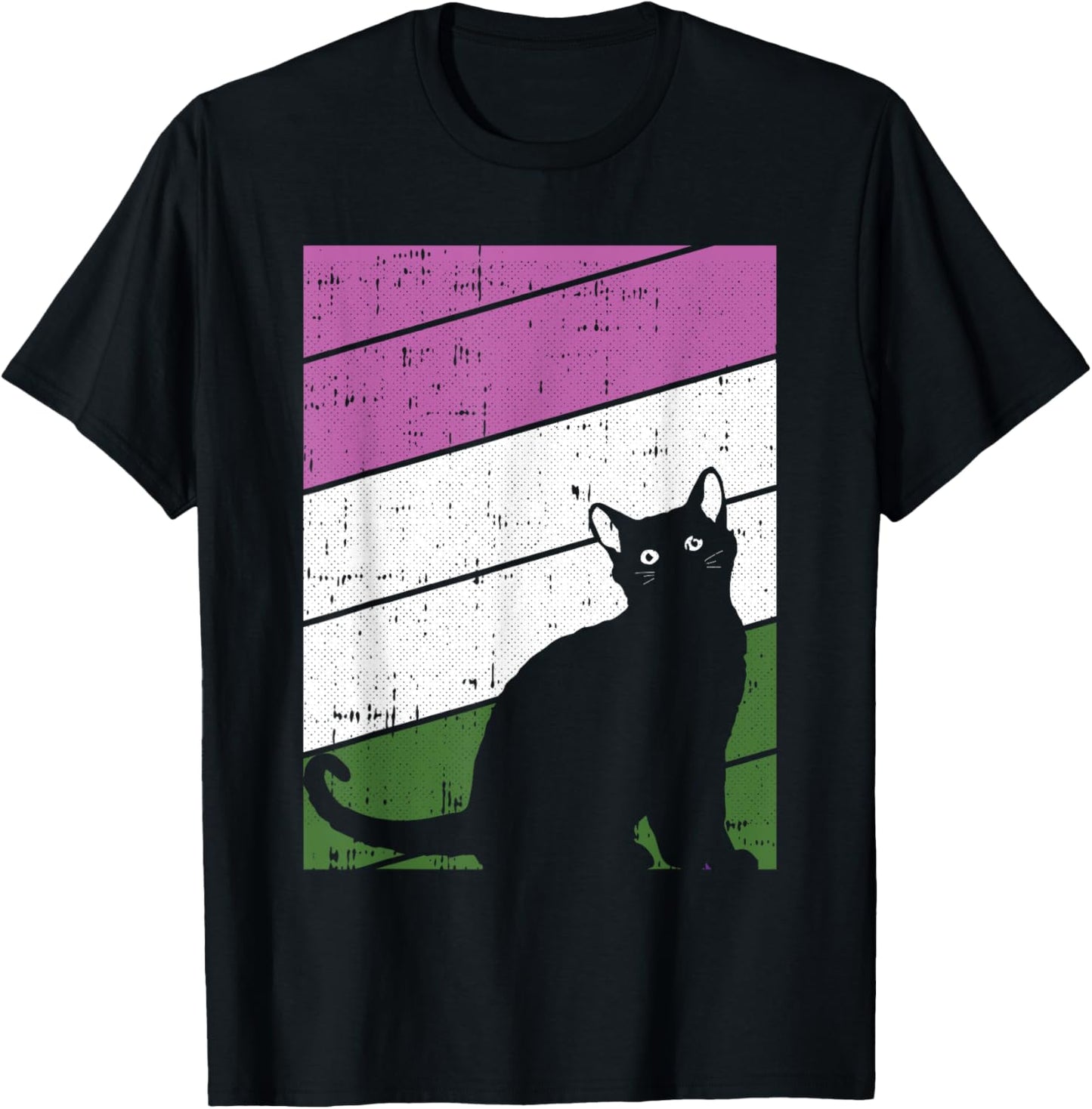 Black Cat Gender-queer Pride Kitty Lover LGBT-Q Proud Ally T-Shirt