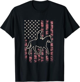 Cowboy Horse Patriotic Western Vintage Patriot T-Shirt