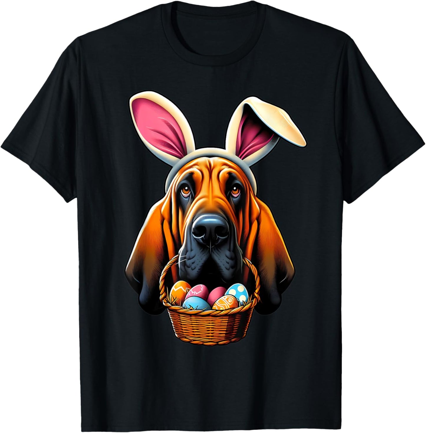 Cute Bunny Ear Bloodhound Dog Easter Eggs Owner Lover Mom T-Shirt