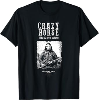 Tfantasy Men's Crazy Horse Lakota Chief Warrior Sioux American Indian T-Shirt - Black - Small