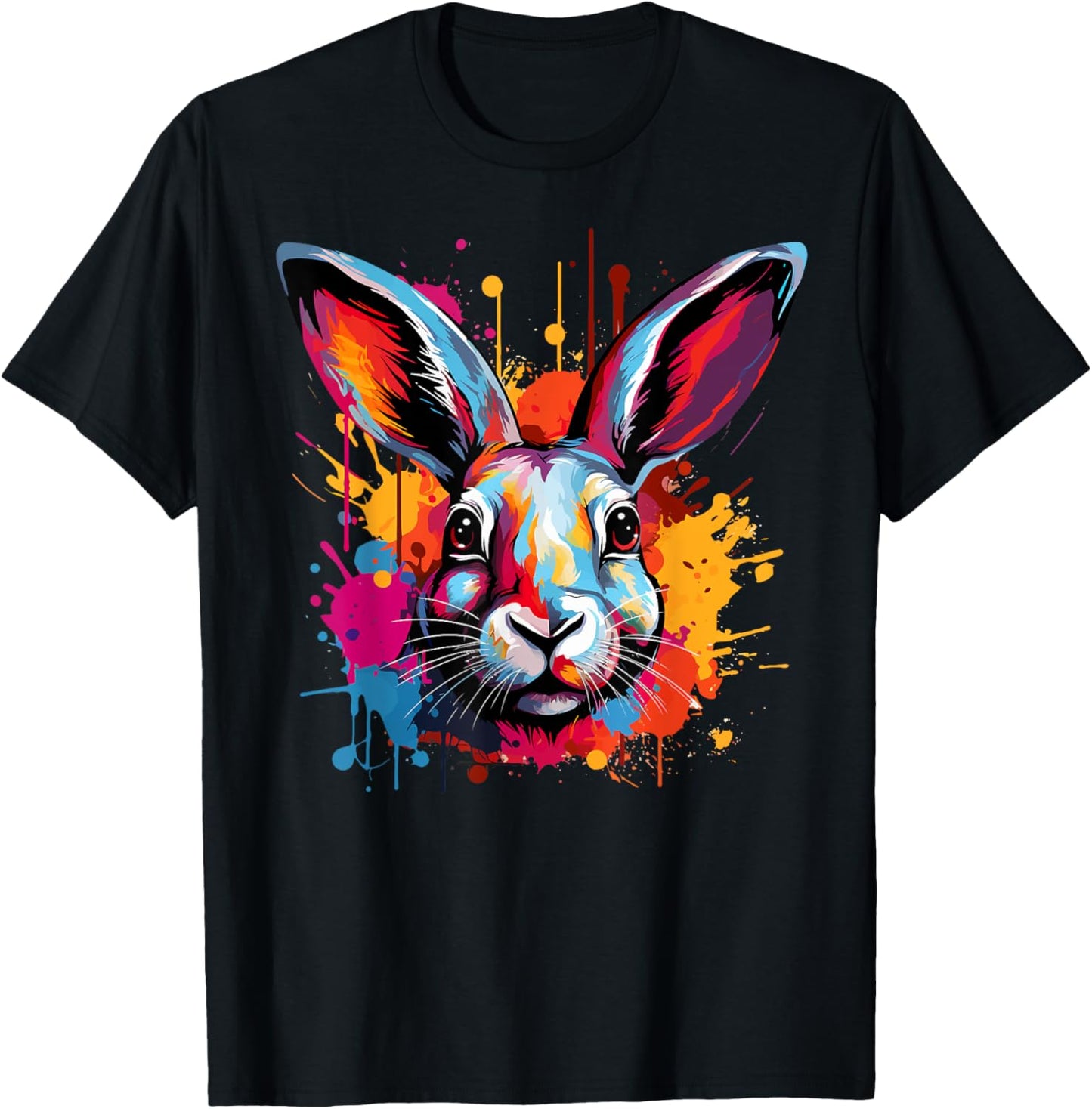 Colorful Cute Flemish Giant Rabbit Lover Splash Art T-Shirt