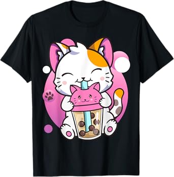 Cat Boba Tea Kawaii Anime Funny Gifts For Men Women Teens T-Shirt