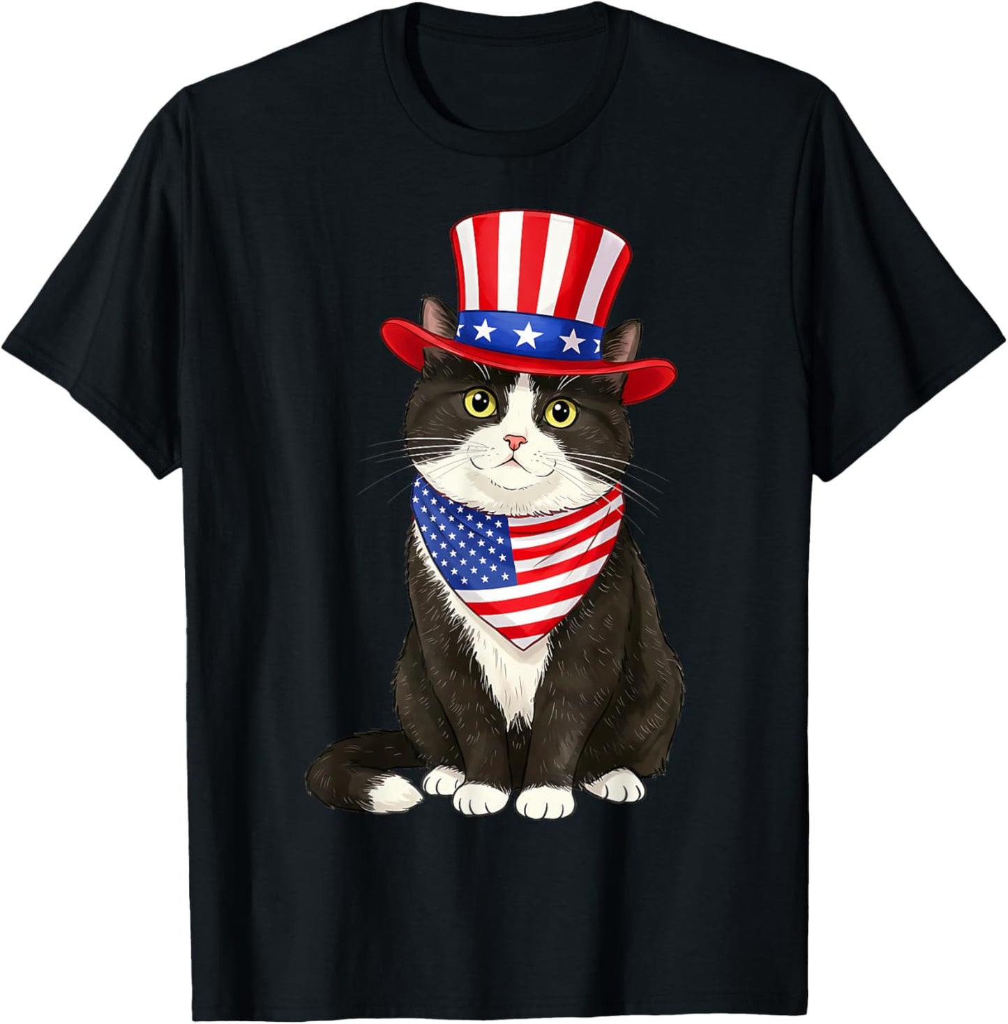 Tuxedo Cat 4th Of July Hat Men Women Kids Funny T-Shirt