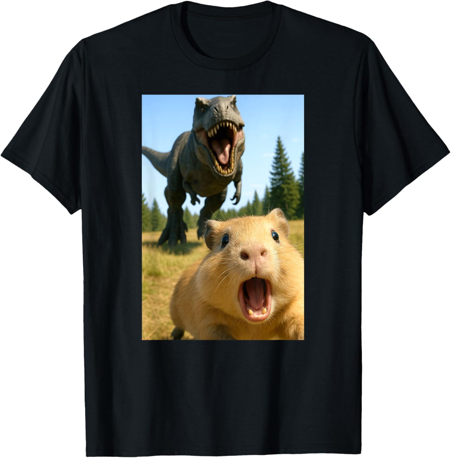 Funny Hamster Dinosaur Trex Selfie Animal Lover Boys Girls T-Shirt