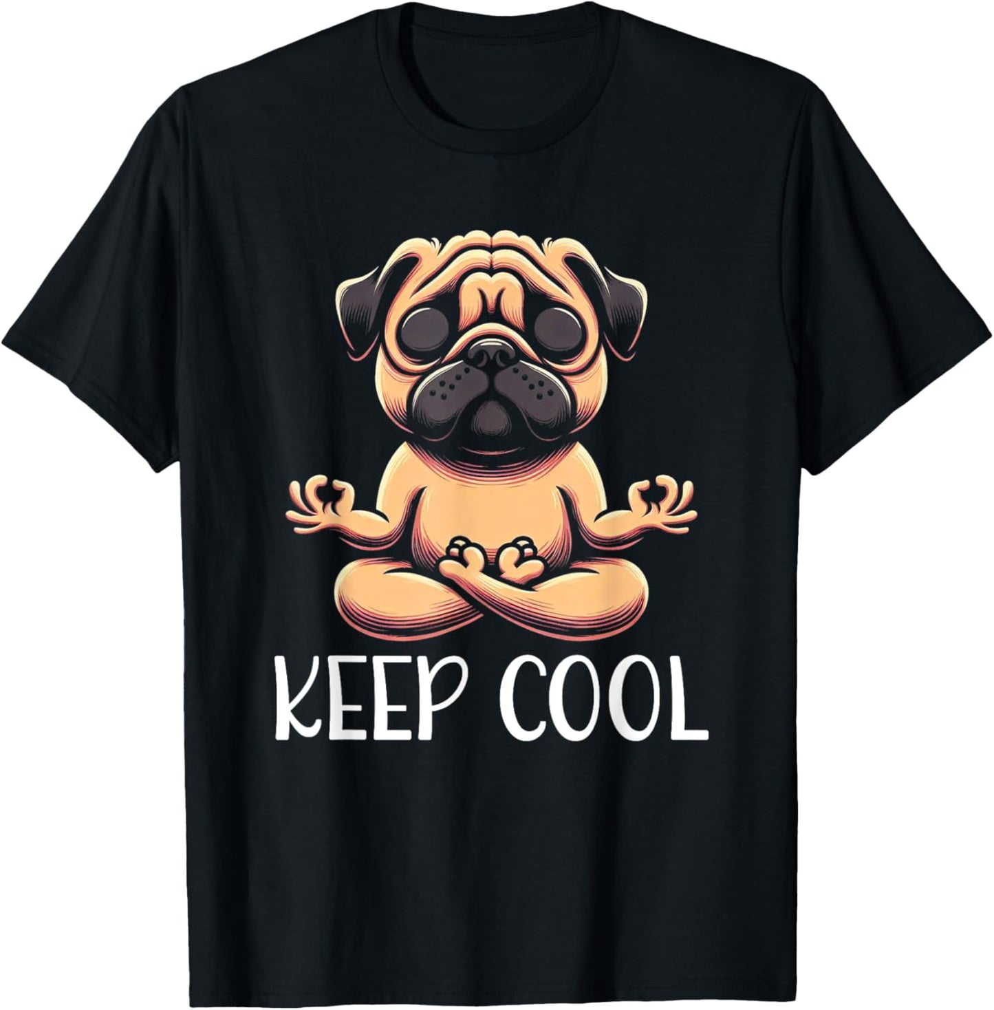 Pug Dog Keep Cool Yoga Meditation T-Shirt