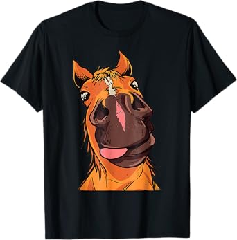 Funny Horse Face Close Up Rider Horse Riding T-Shirt