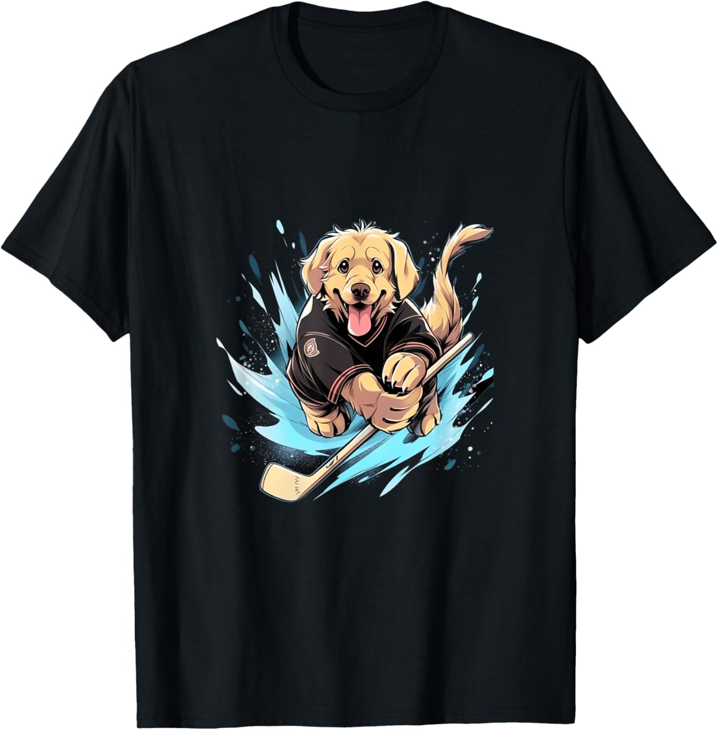 Hockey Golden Retriever Ice Hockey Player Hockey Stick T-Shirt