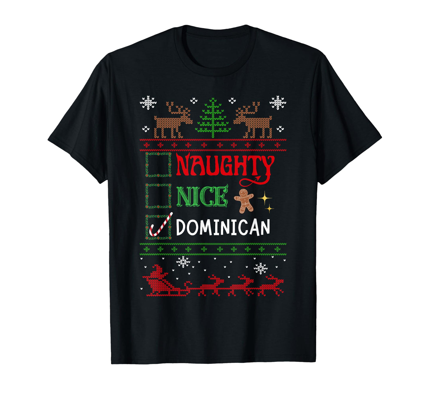 Funny Xmas Nice Naughty List Christmas Dominican Heritage T-Shirt