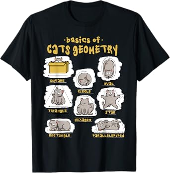 Funny Cat Shirt Basics Cat Geometry Math Teacher Cat Owner T-Shirt