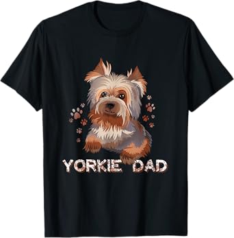 Cute Yorkie Dad Illustration Yorkshire Terrier Lover T-Shirt
