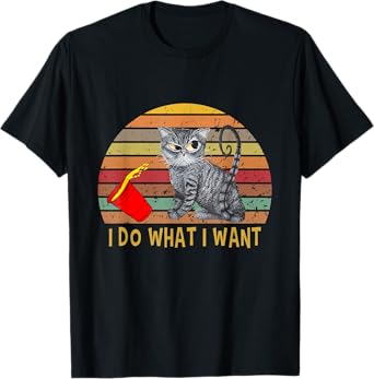 Vintage Retro I Do What I Want My Black Cat Lovers T-Shirt