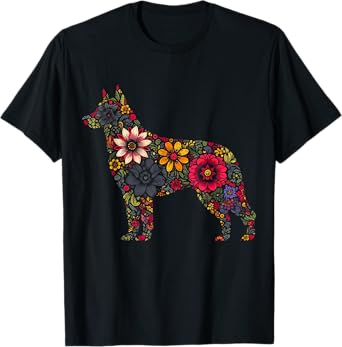 Floral German Shepherd T-Shirt