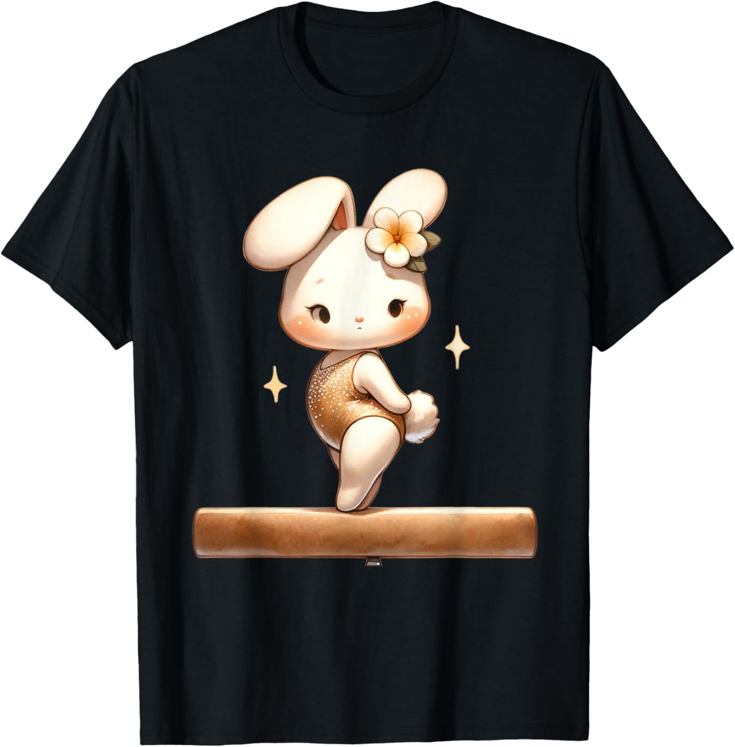 Cute Bunny Gymnastics Bunny with Floral Gymnast Rabbit Girls T-Shirt