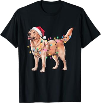 Funny Christmas Lights Dog Lover Santa Labrador Retriever Men Women Kids T-Shirt