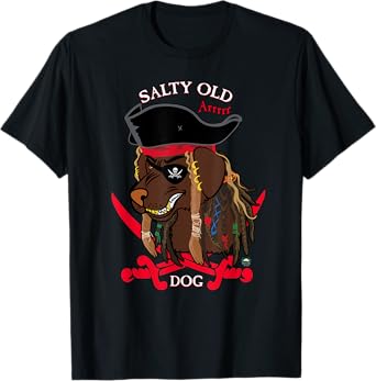 Salty Old Dog Pirate T-Shirt for Men Women Kids