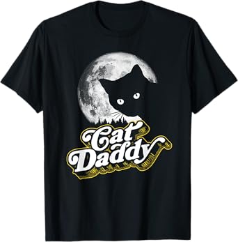Cat Daddy Vintage Eighties Style Cat Retro Full Moon T-Shirt for Men Women Kids