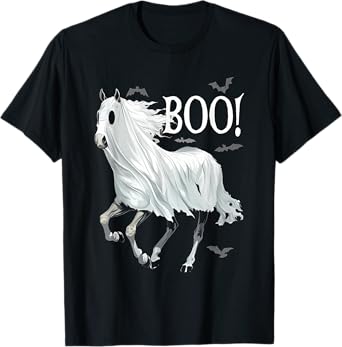 Funny Ghost Boo Horse Equestrian Lover Halloween Costume T-Shirt