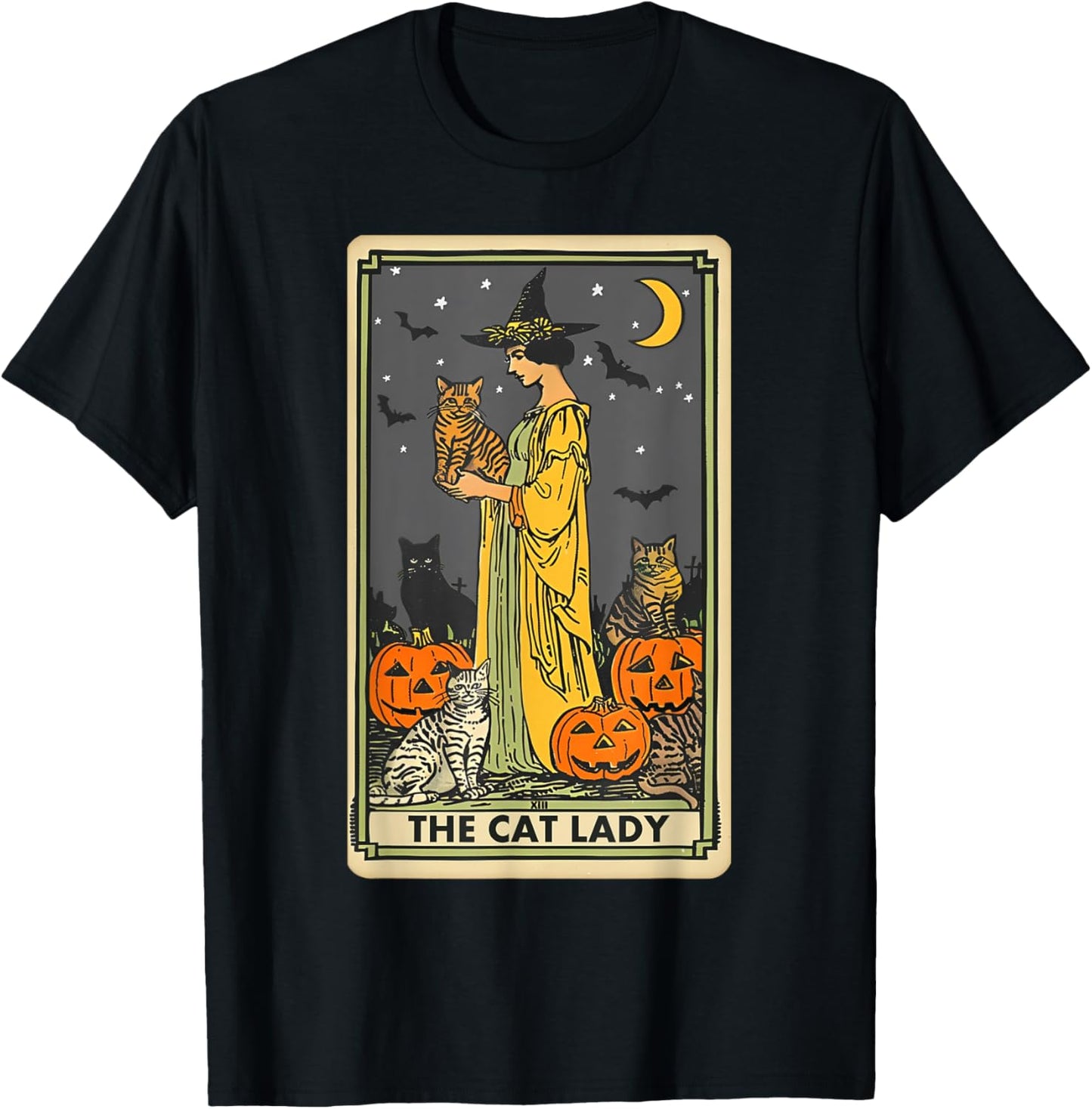 The Cat Lady Tarot Card Vintage Gothic Cat Women Cat Mom T-Shirt