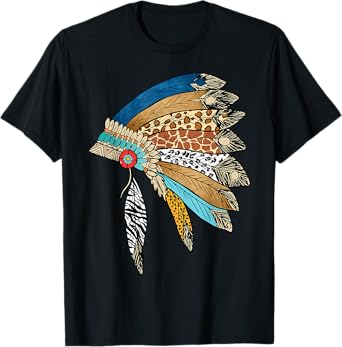 Native American Indian Headdress Powwow celebration Costume T-Shirt