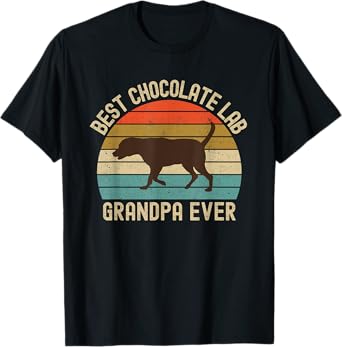 Best Chocolate Lab Grandpa Ever Labrador Retriever Vintage T-Shirt