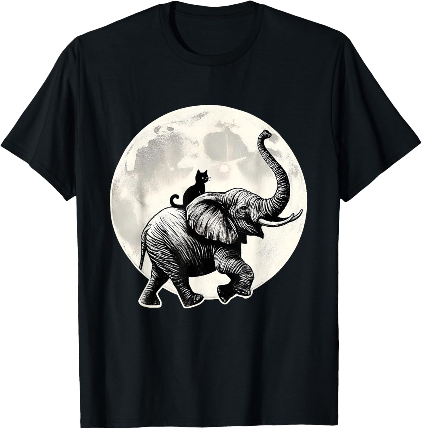 Cat Sitting Elephant Animal Elephant Lovers in The Moon T-Shirt