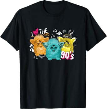 Furby I Love The 90's Bear Snowball Wolf Retro Chest Logo T-Shirt