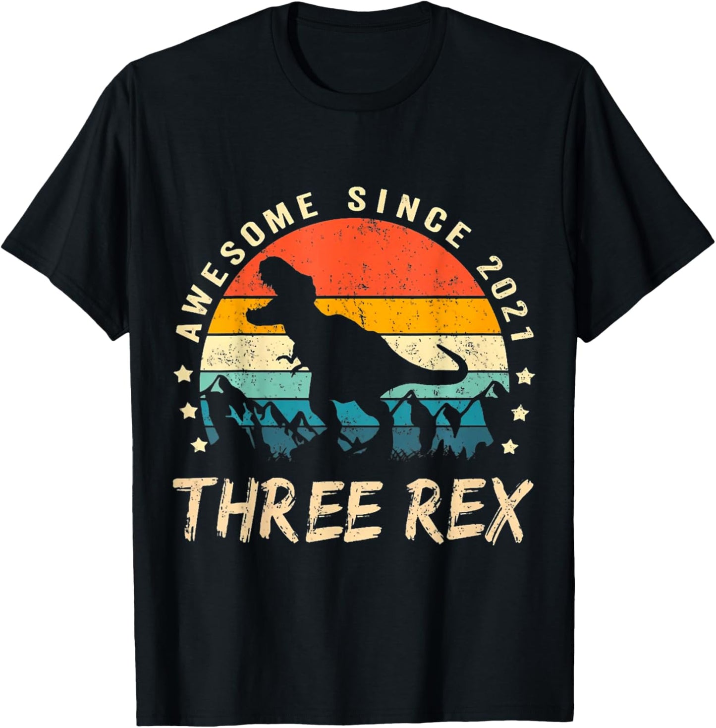 Kids Three Rex 3rd Birthday Shirt Third Dinosaur 3 Year Old T-Shirt