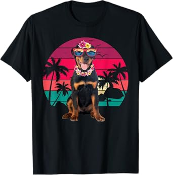 Retro Hawaiian Rottweiler Dog Tropical Floral Summer Vibes Men Women Kids T-Shirt