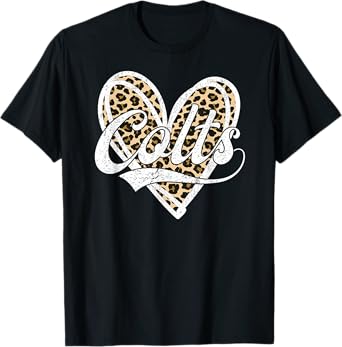 Colts Heart Leopard Name Vintage Retro Girl Men Women Kids T-Shirt