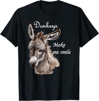 Donkeys Make Me Smile Cute Miniature Donkey Mini Donkey Gift T-Shirt