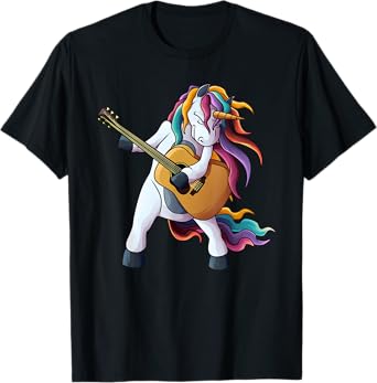 Cool Unicorn Playing Guitar | Funny Animal Guitarist Gift T-Shirt