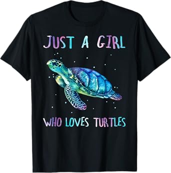 Turtle Watercolor Sea Ocean Just A Girl Who Loves Turtles T-Shirt