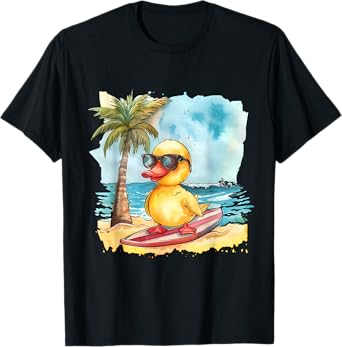 Rubber Duck Surfing Summer Surfer Beach Rubber Duckling T-Shirt