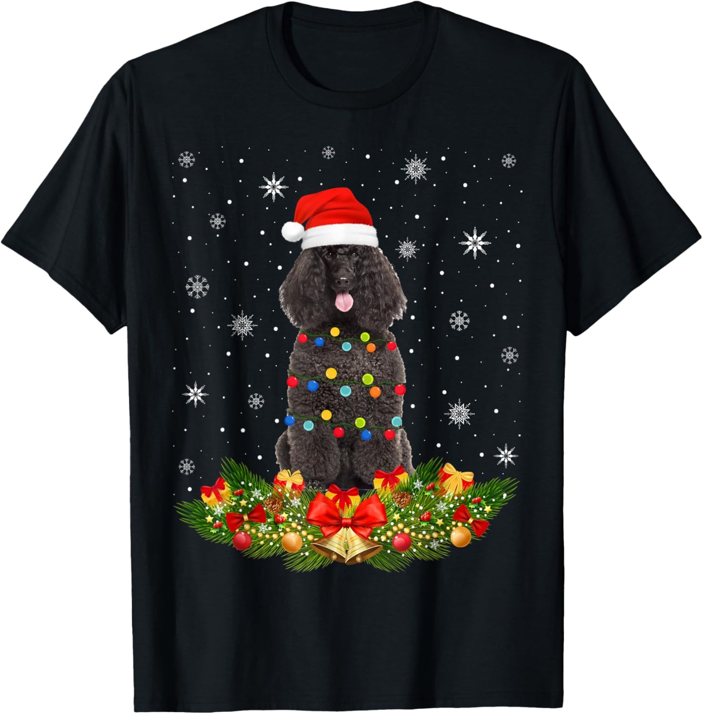Poodle Christmas Santa Hat Funny Poodle Lover Xmas T-Shirt