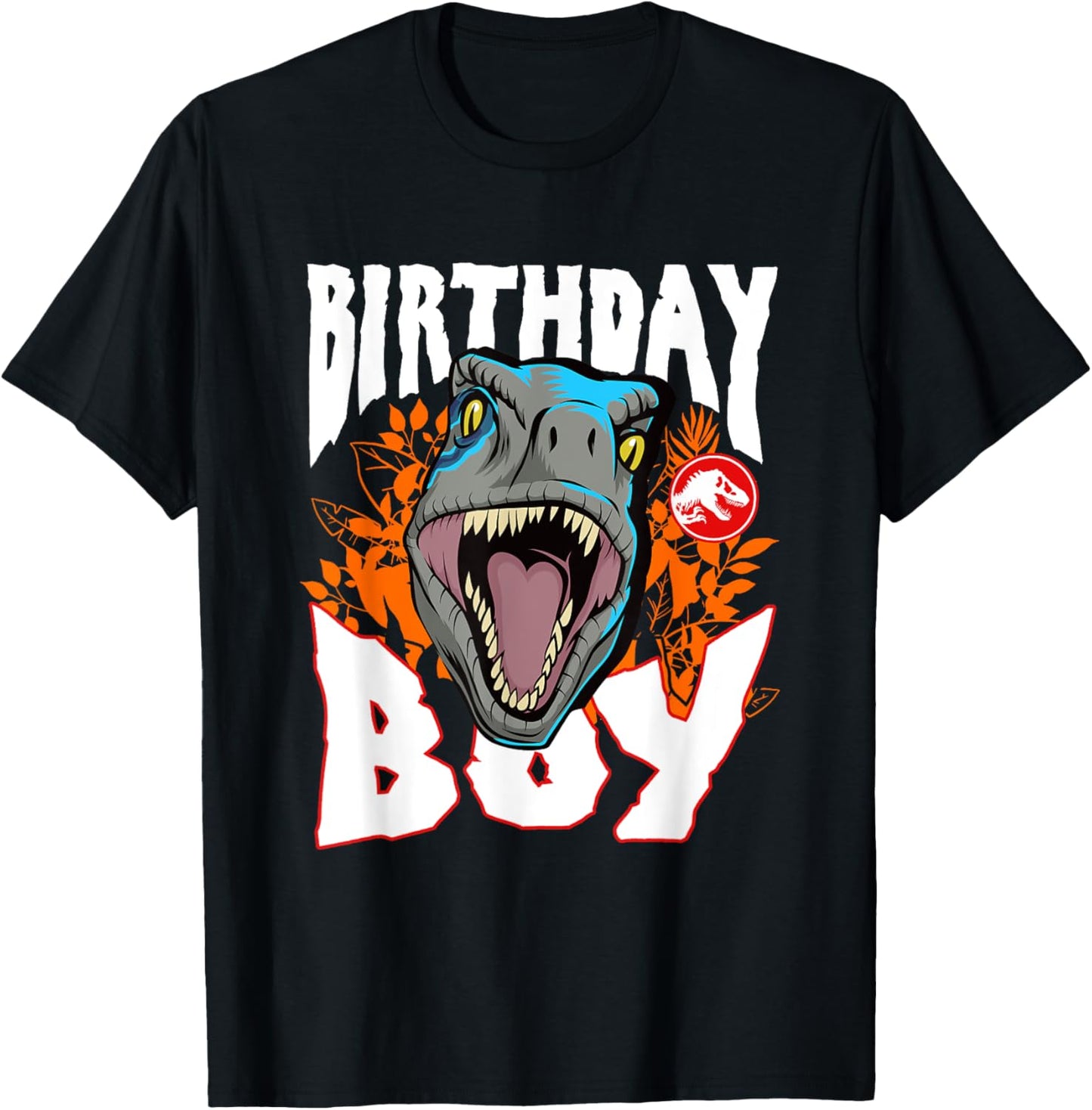 Jurassic World Birthday Boy Roaring Velociraptor White Logo T-Shirt