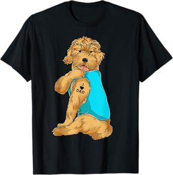 Golden Doodle I Love Dad Tattoo Apparel, Dog Dad Gifts Dads Men Women T-Shirt
