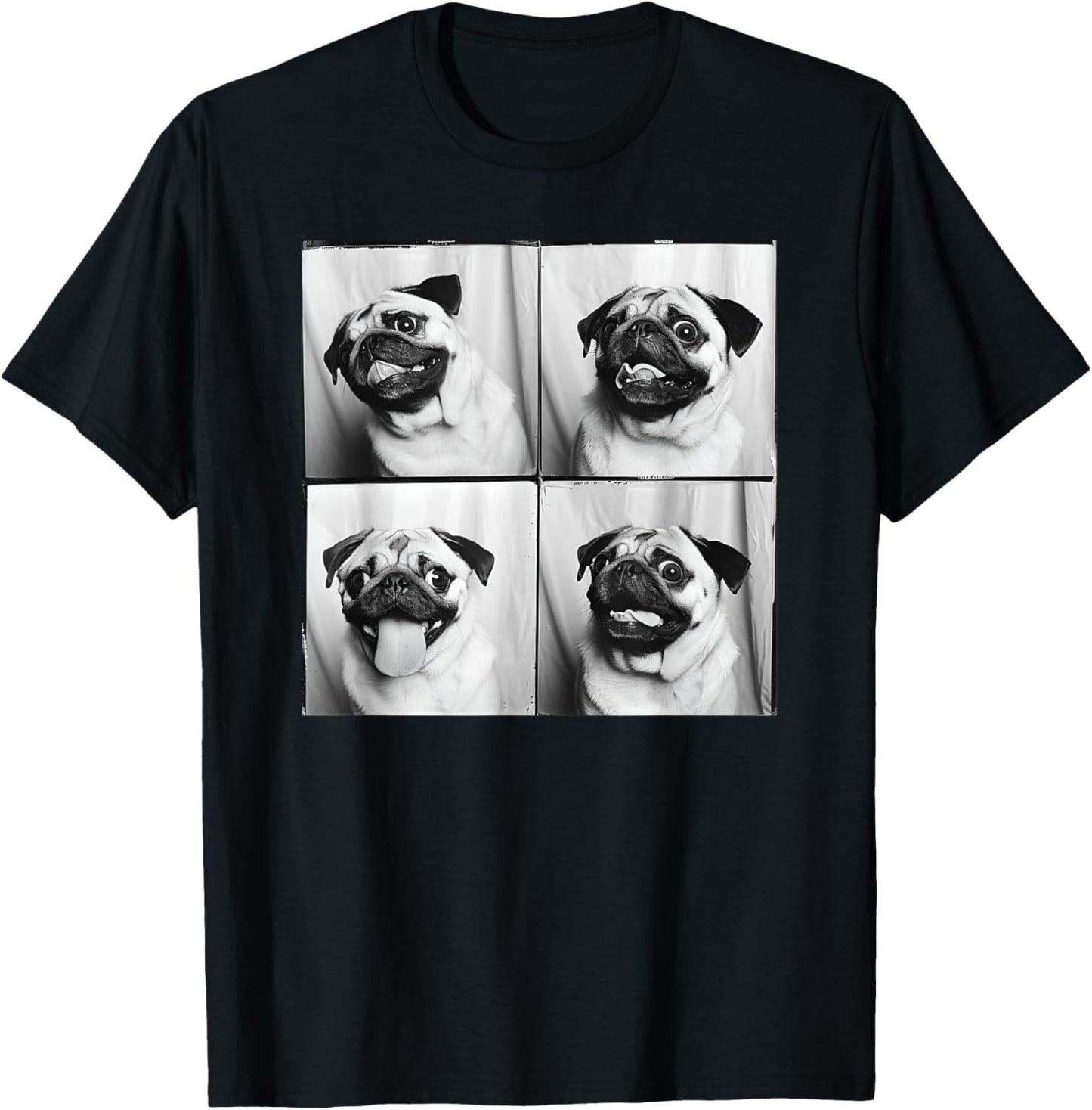 Cute Pug Face Pet Portrait Photobooth Fawn Pug Lover T-Shirt