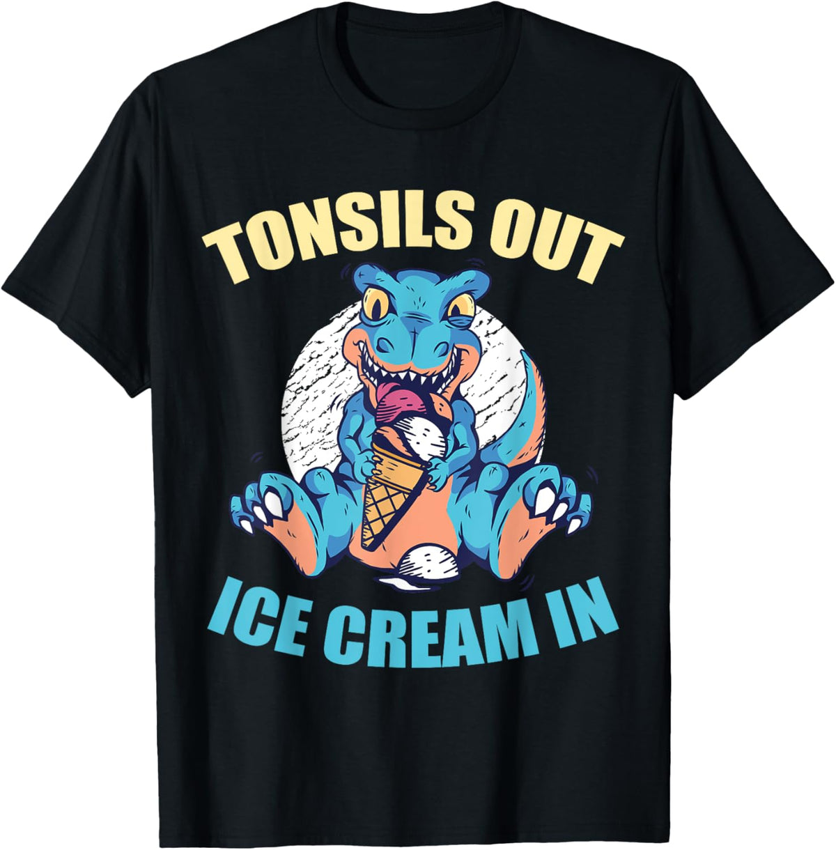 Kid's T-Rex "Tonsils out ice cream in" tonsillectomy T-Shirt