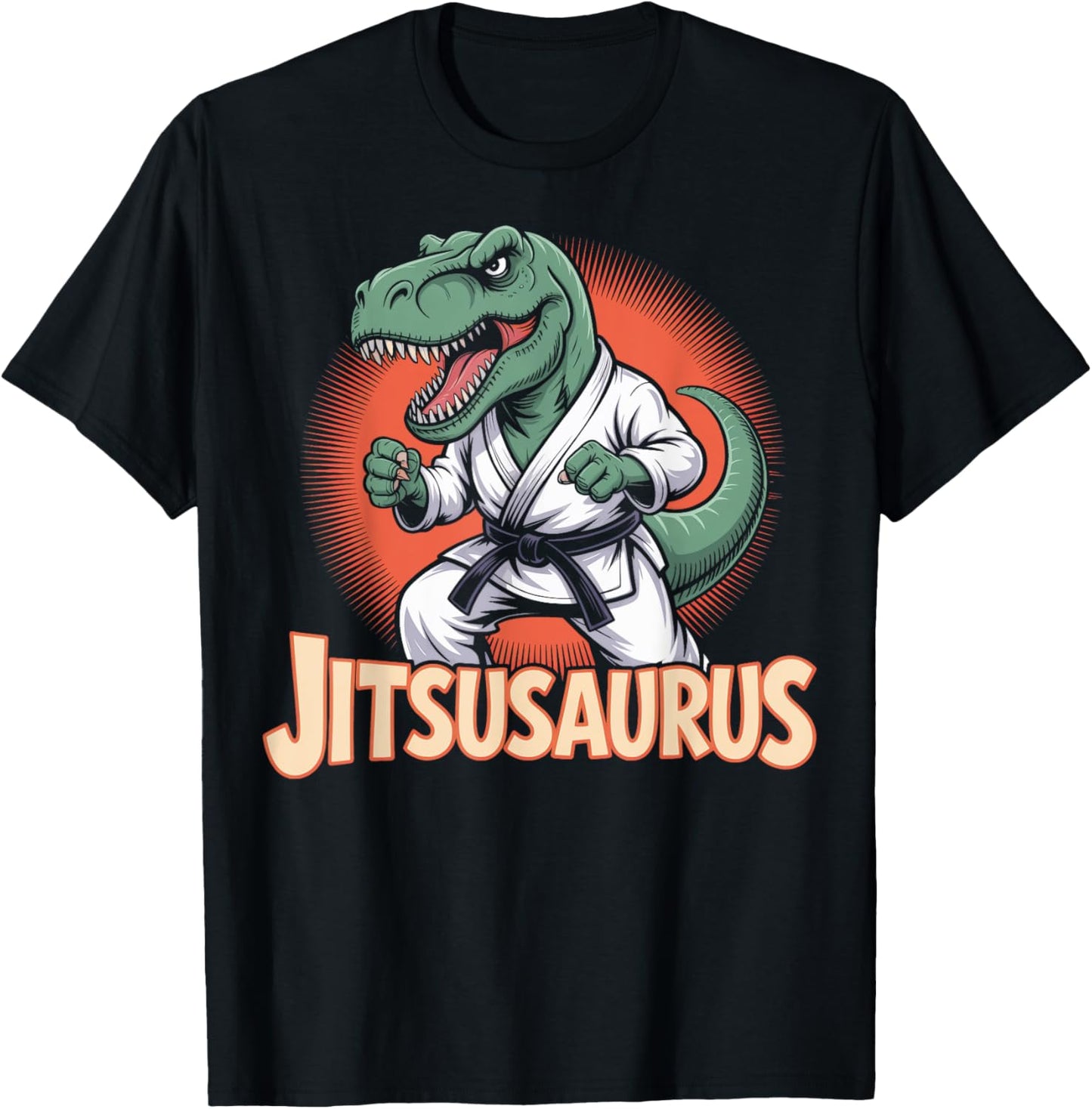 Funny Jitsusaurus Martial Arts Dinosaur Parody T-Shirt