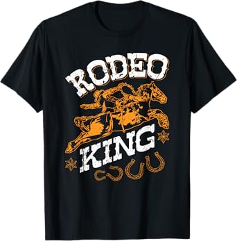 Rodeo King, Vintage Bronc Riding Bucking Horse Rodeo Western T-Shirt