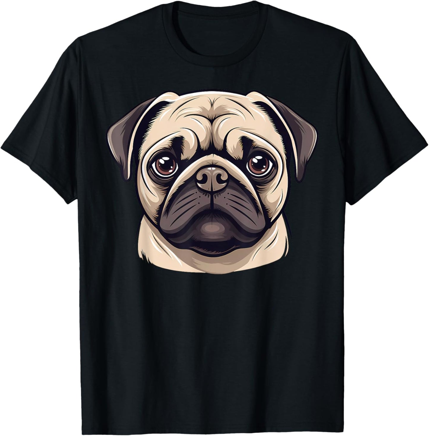 Cute Pug Face Cartoon Puppy Dog Lover T-Shirt