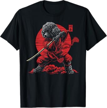 Poodle Dad Cute Japanese Anime Stuff Samurai Dog Ninja T-Shirt