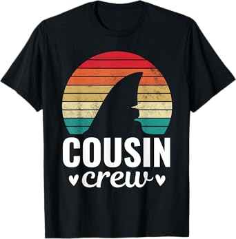 Vintage Shark Fin Cousin Crew Family Reunion Matching Summer T-Shirt