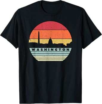 Washington Souvenir Shirt. Retro Style USA Skyline T-Shirt T-Shirt