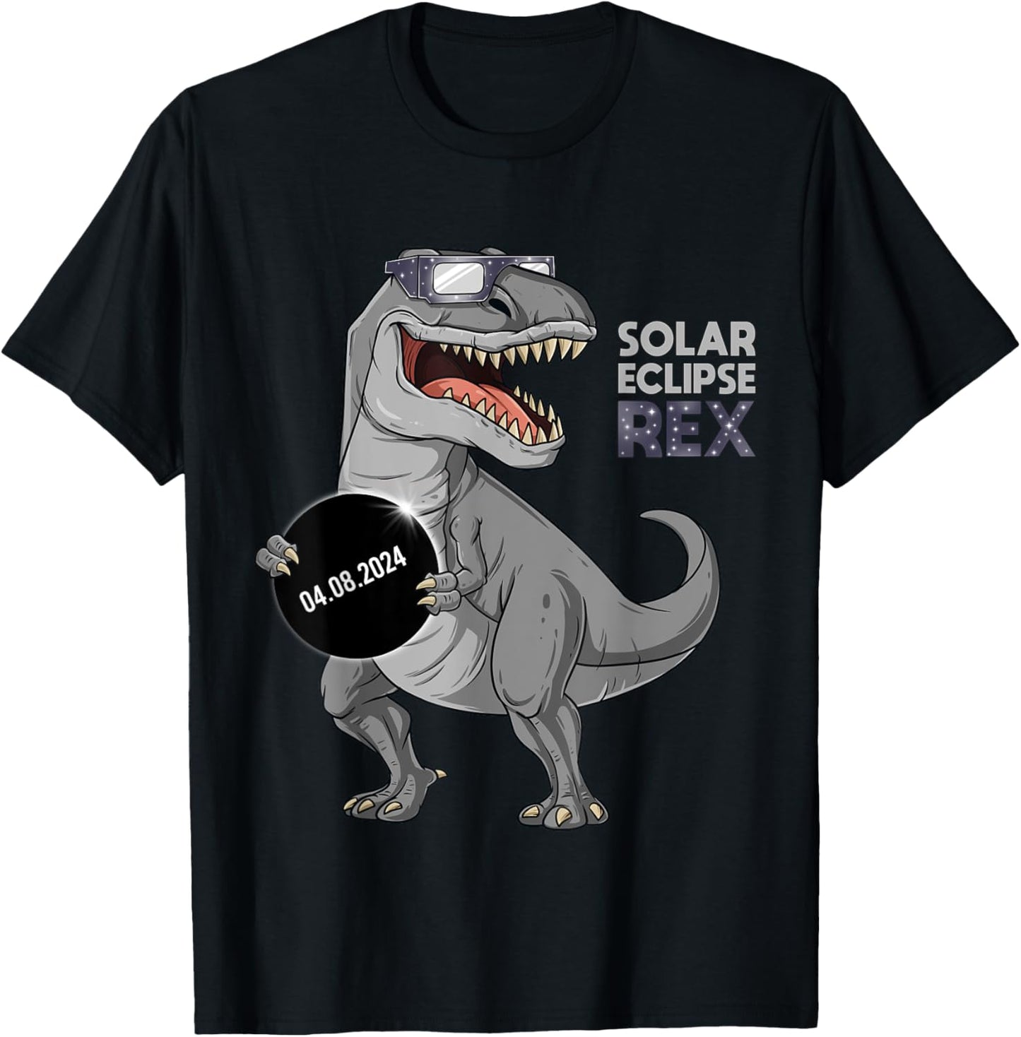 Solar Eclipse T Rex 04.08.2024 Dino Funny Toddler Boys Kids T-Shirt
