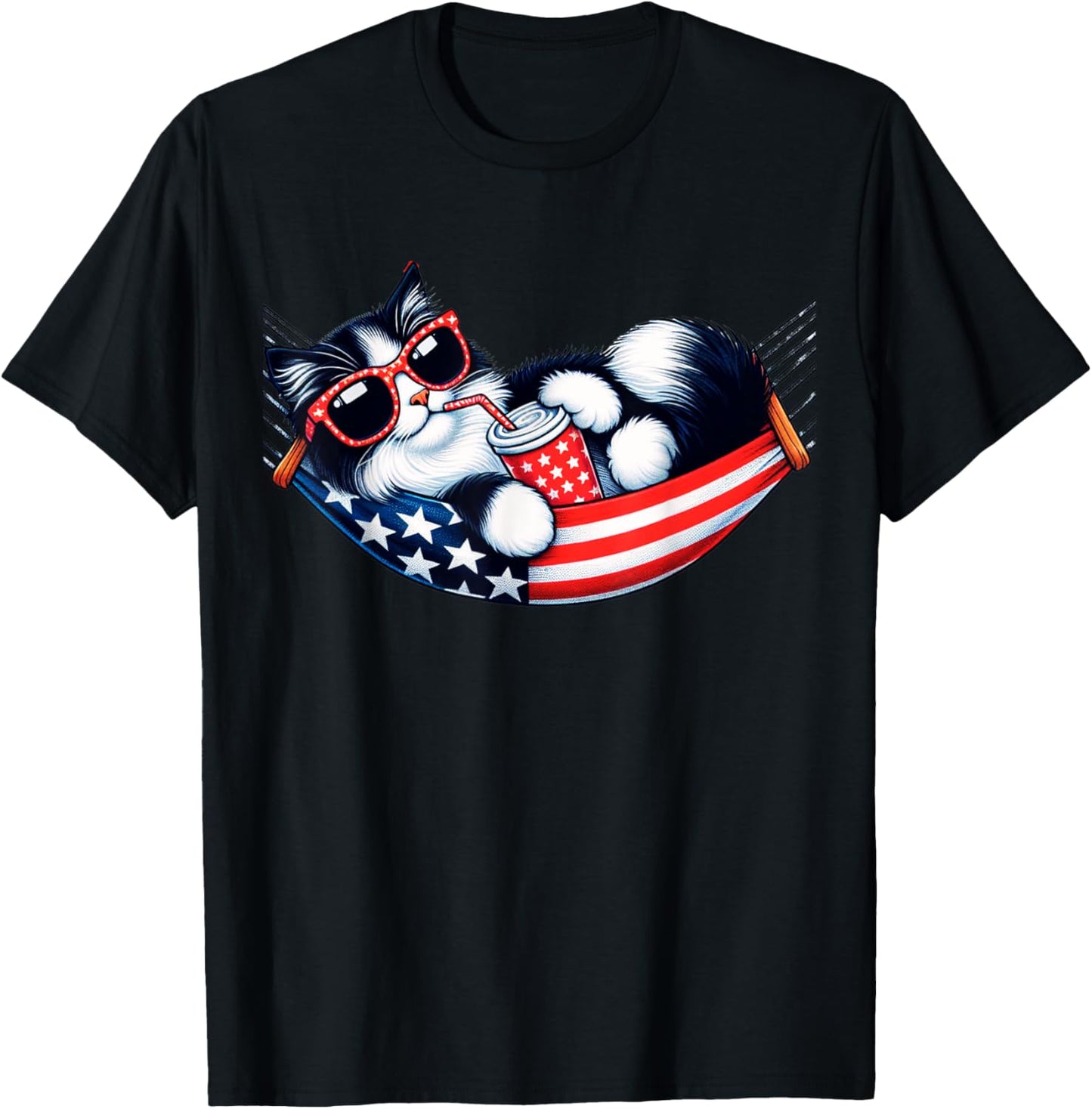 Cat 4th Of July Cat Tuxedo Patriotic Flag Women Kids Youth T-Shirt
