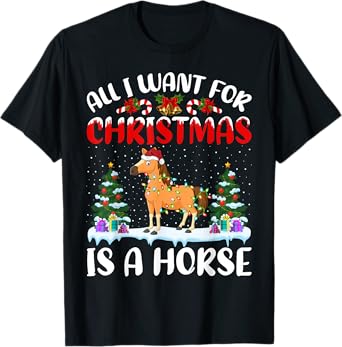 Funny Santa Hat All I Want For Christmas Is A Horse T-Shirt