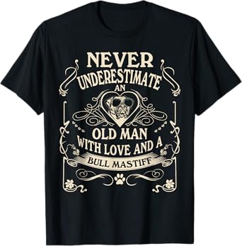 Never Underestimate An Old Man And a Bull Mastiff T-Shirt