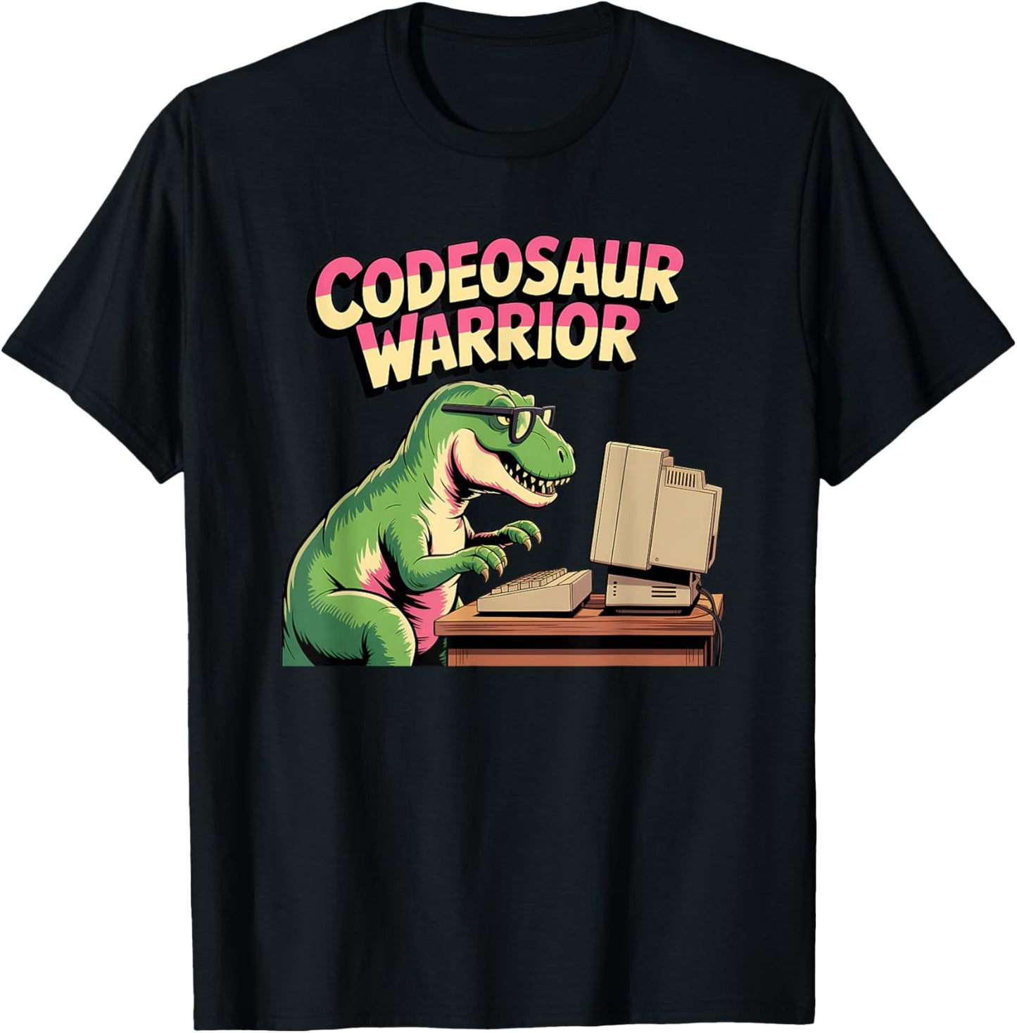 Codeosaur Warrior Funny Dinosaur Coding Programmers Vintage T-Shirt