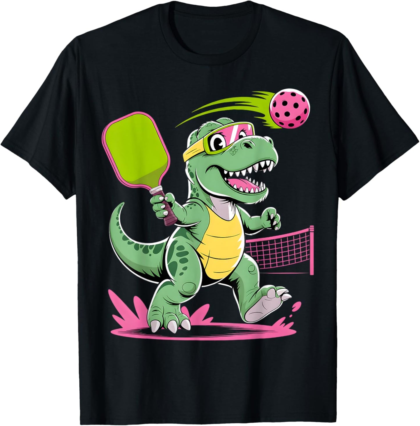 Dinosaur Playing Pickleball Cute Graphic Women Teen Girls T-Shirt